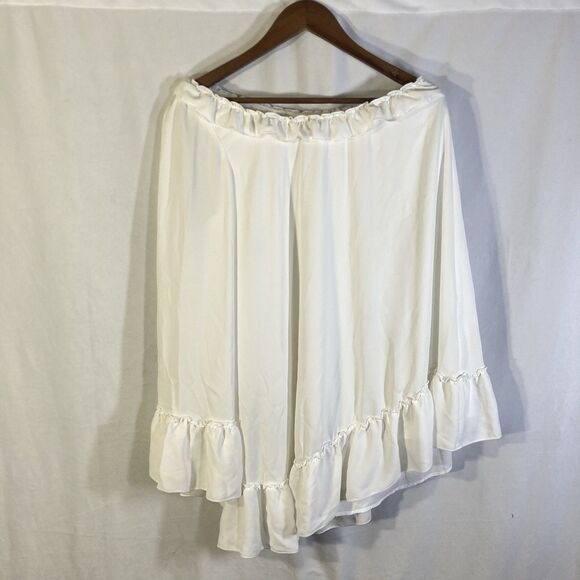 Mumu Tops - SHOW ME YOUR MUMU white one shoulder wide sleeve ruffled flounce hem top M